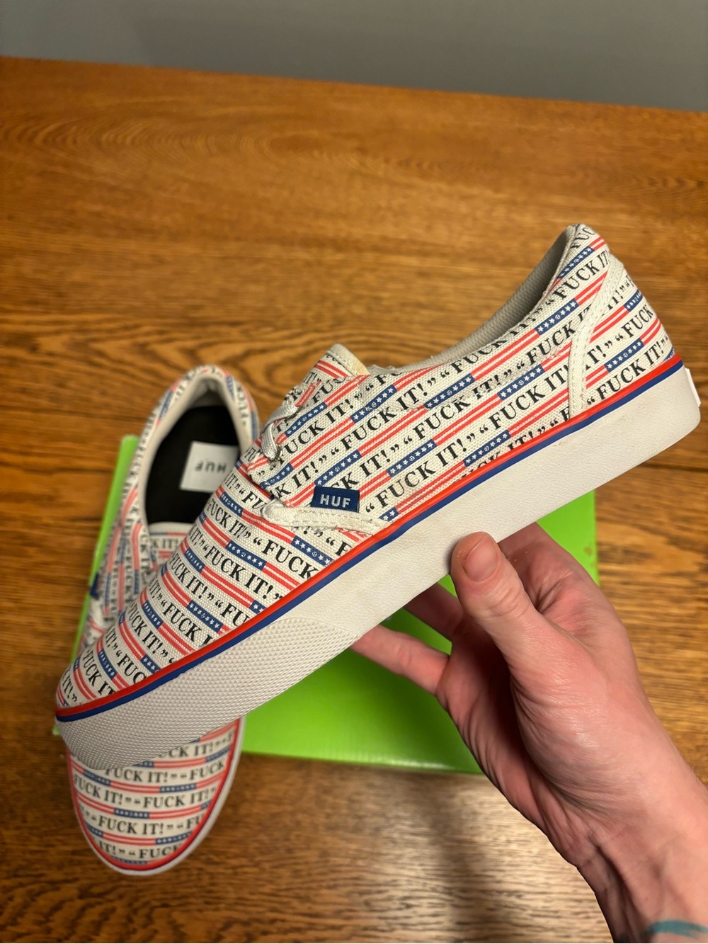 HUF “F*K IT” White Canvas Low-Top Sneakers -Men’s Size 10.5